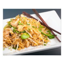 Thailändsk småfisk för Lo Mein nudeluppståndelse Fotontryck