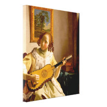 The Guitar Player by Vermeer Gallery Wrapped Canvas