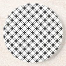 Three Bands Large Diamond - Black on White Beverage Coasters