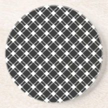 Three Bands Large Diamond - White on Black Beverage Coaster