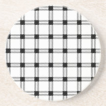 Three Bands Large Square - Black on White Coasters