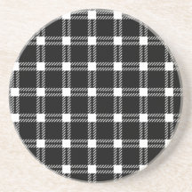 Three Bands Large Square - White on Black Coasters