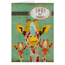Three Peeking Giraffes  Father's Day Card kort