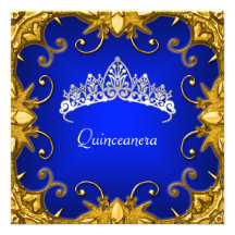 Tiara för Quinceanera födelsedagsfestBjue guld- vi Kort För Inbjudningar