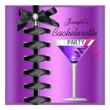 Tie för coctail för Bachelorette partysvart purpur Unika Inbjudningar