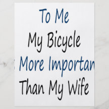 Till mig är min cykel viktigare än min fru personliga flygblad