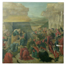 Tillbedjan av magina, c.1480 (tempera på panel) ( keramiska plattor