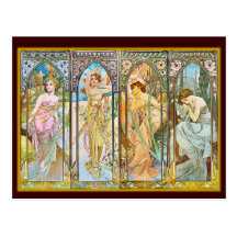 Time av dagen, Alphonse Mucha Vykort