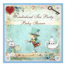 Tokig baby shower för party för HatterunderlandTea Anpassningsbara Inbjudningskort