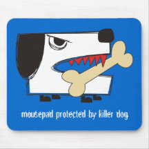 Tokig hund för mördare med smaskig benmousepadbord musmattor