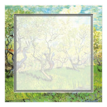 tom inbjudan. Van Gogh fruktträdgård i blommar