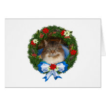 "Tooper helgdagkran Notecard för katten" Hälsnings Kort
