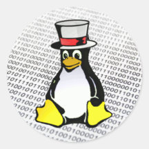 Top hat binära Ubuntu för pingvin för Linuxlogotyp Klistermärken