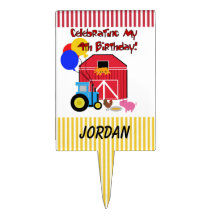 Topper för tårta för personliglantgård4e födelseda cake toppers