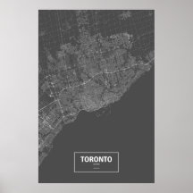 Toronto Ontario (vit på svart) Posters
