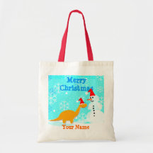 Toto för påse för snögubbe för jultecknadDinosaur Tote Bags
