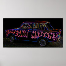 Trabant bil för hyra (Mieten), svartbaksida Affischer