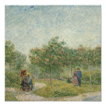 Trädgård i Montmartre med älskare Fotografiskt Tryck