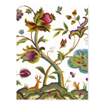 Traditionell Jacobean Deerwood broderi Vykort