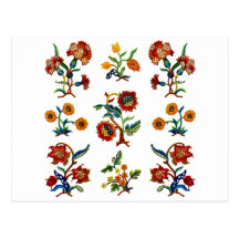 Traditionell Monmouth Jacobean broderi Vykort