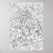 Träsnittstilteckning Print