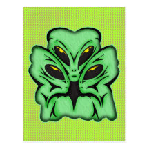 Tre främmande Invaders Vykort
