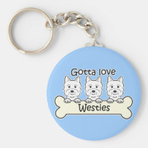 Tre Westies Nyckelring