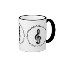 Trebleklavmusik noterar design kaffe koppar