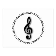 Trebleklavmusik noterar design vykort