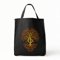TrebleklavTree, brunt Tote Bags