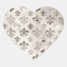 Trendig bedrövat silver Grå färg Fleur De Lis Möns Hjärtformade Klistermärken