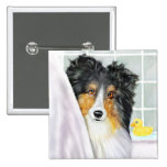Tri färgSheltie bad Knappar
