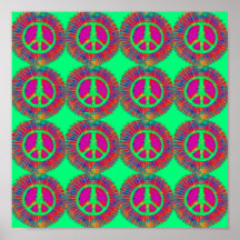 Trippy Tie-Färg Psychedelic fredstecken Posters