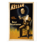 Trollkarl Harry Kellar - självhalshuggningtrick Vykort