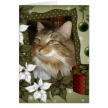 "Trooper vit Poinsetta Notecard för katten" Kort