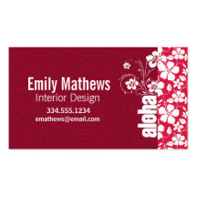 Tropical Fuschia Hibiscus; Aloha Business Card Templates