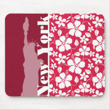 Tropical Fuschia Hibiscus; Statue of Liberty Mousepad