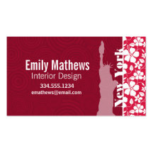 Tropical Fuschia Hibiscus; Statue of Liberty Business Cards
