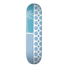 Tropisk baby blue polka dots skateboard