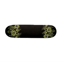Tropisk blommamönstergult & svart skate boards