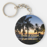 Tropisk destinationsbrud & brudgum Keychain Nyckelring