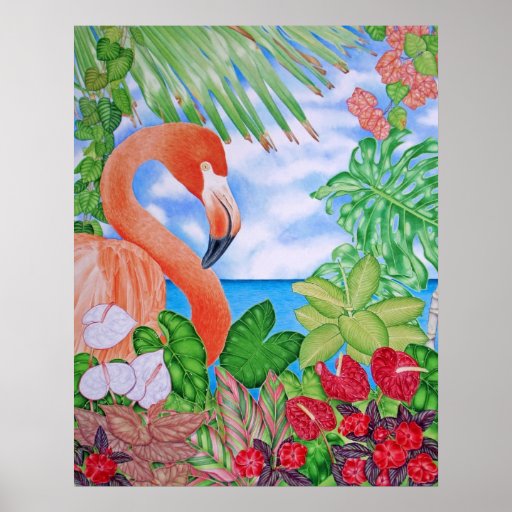 Tropisk Flamingo Affischer