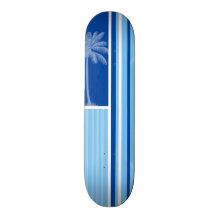 Tropisk handflatan; Blått- & vitrandar Skateboard