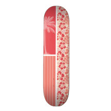 Tropisk lax- & korallrosablommönster skateboards
