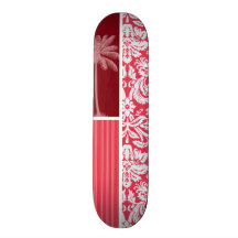 Tropisk röd damast skateboard deck