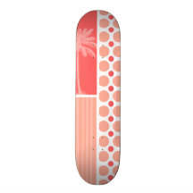 Tropisk rosa- & korallpolka dots skateboard deck
