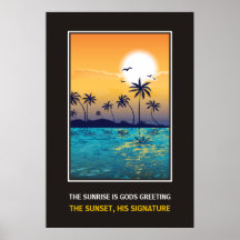 Tropisk solnedgång med det motivational trycket fö affisch