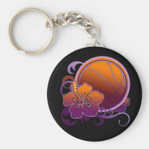 Tropiska blommalilor Keychain för basket Nyckelring
