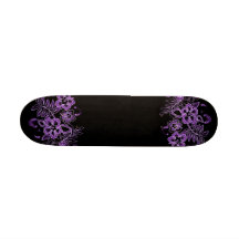 Tropiska blommamönsterlilor & svart skateboard deck