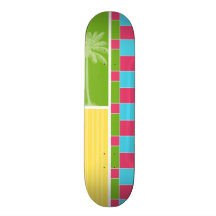 Tropiska rosor, blått, grönt & gult skate deck